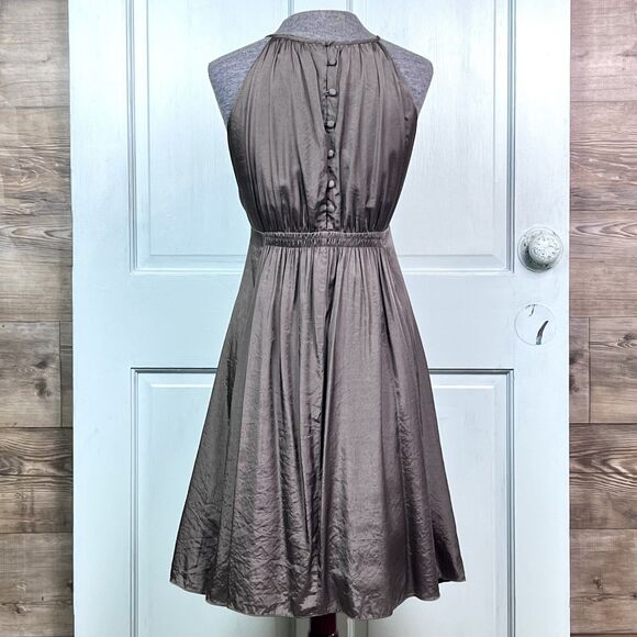 Cocktail Dress by Esley Silky Flowy Gathered Party Wedding Cocktail Pewter Sz S - Picture 4 of 10
